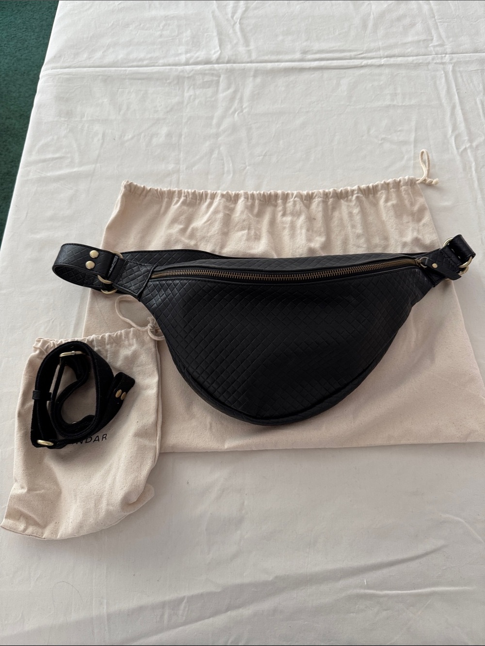 Andar Black Woven Tatum Leather Belt Bag - Women